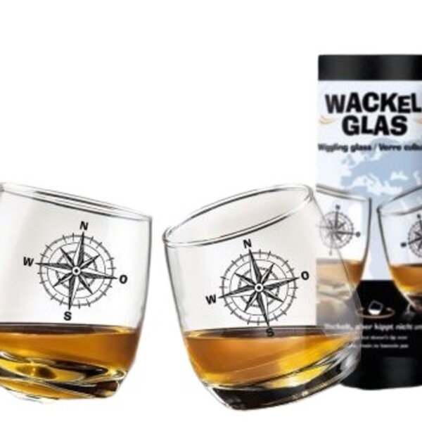 2er Set Wackelglas mit Windrosenmotiv